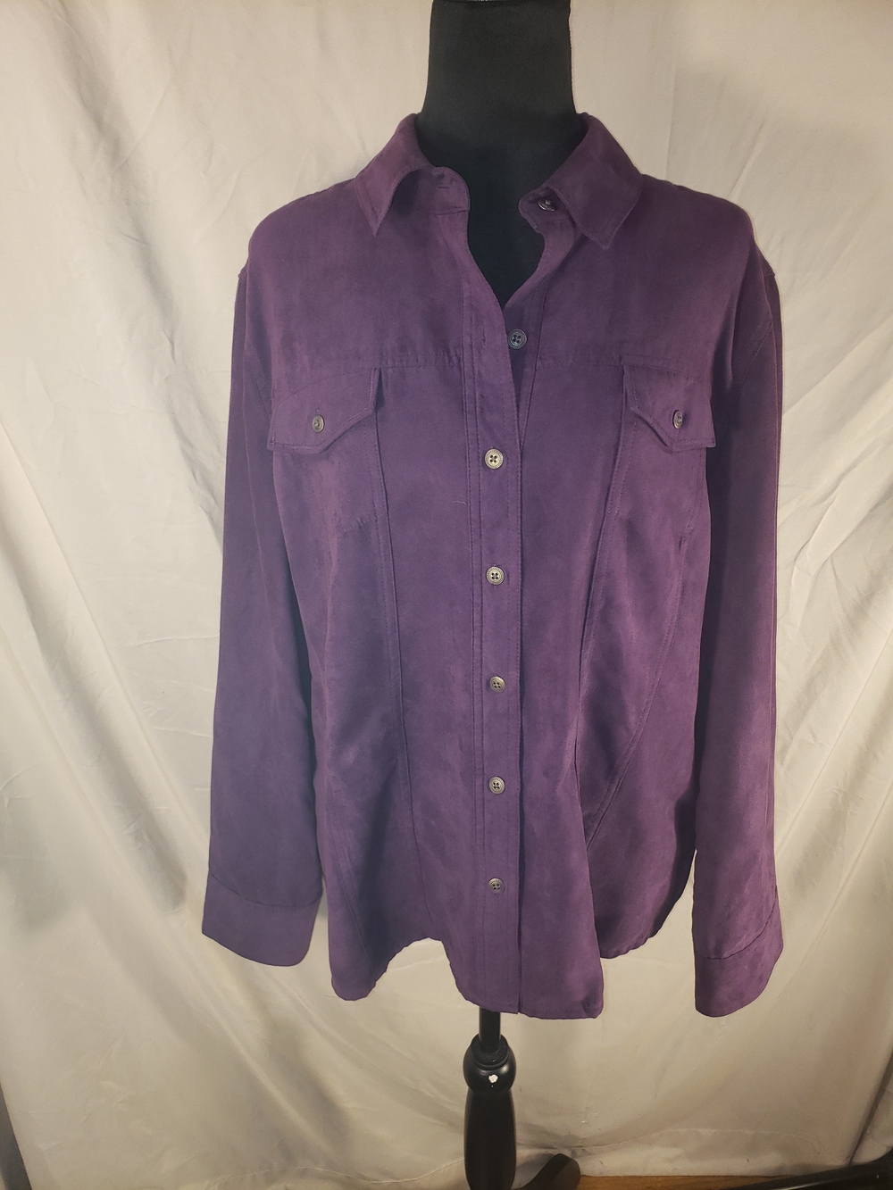 croft & barrow Deep Purple Button-Front Womens Shirt - XL